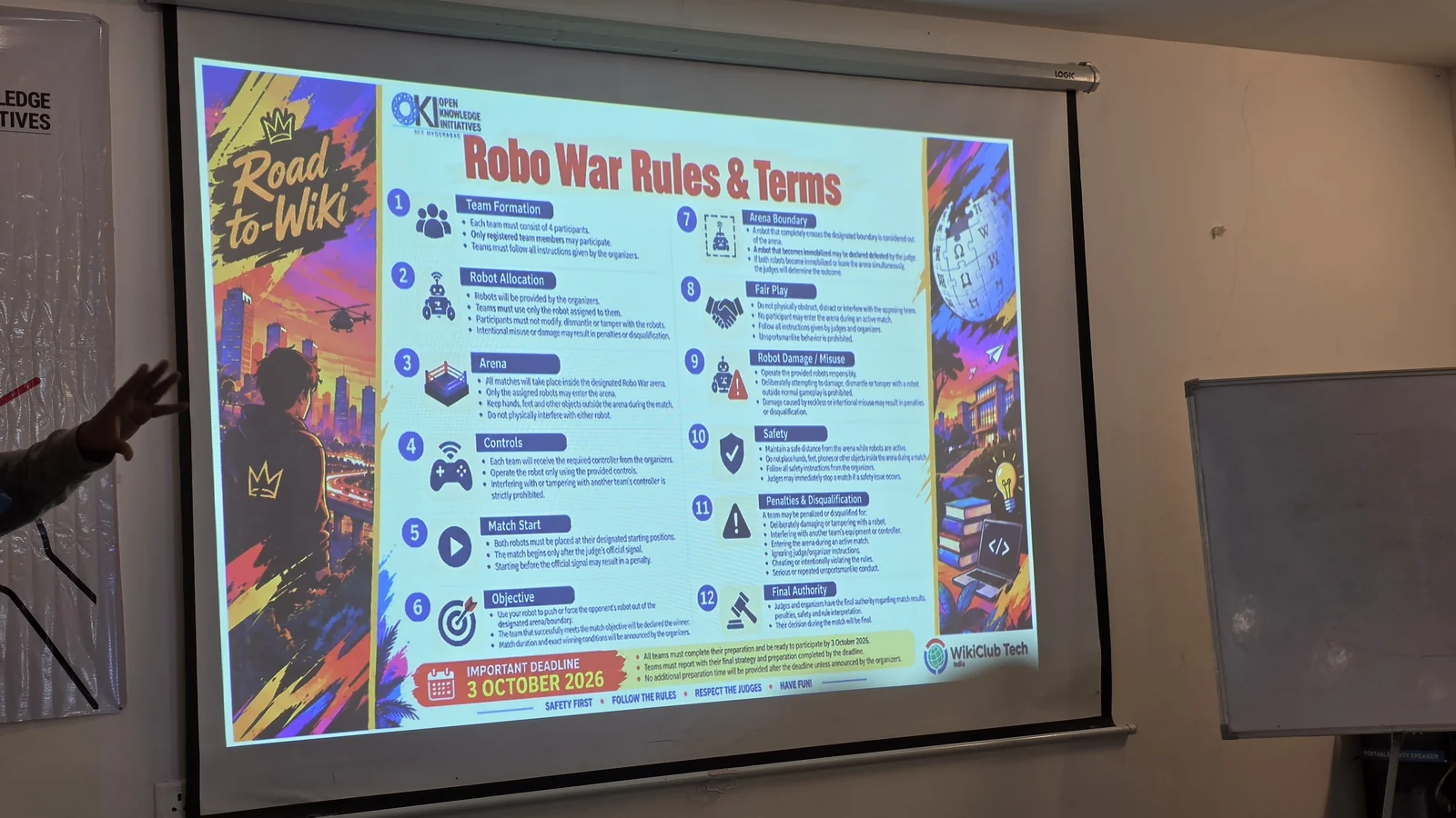 Robo War rules and robotics tournament at conclave